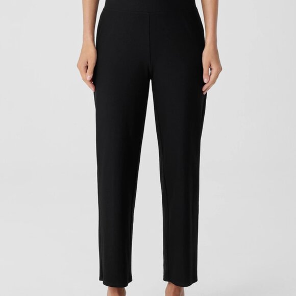 Eileen Fisher Washable Stretch Crepe Straight Pants Black Women's Medium - Picture 1 of 9